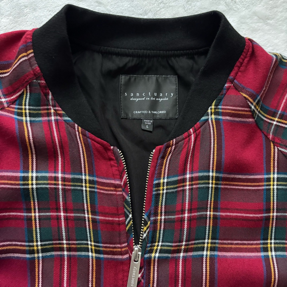 SANCTUARY Tartan Plaid Bomber Jacket--EUC--L - Picture 2 of 16